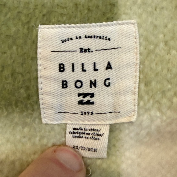 Billabong Olive and Beige Sherpa Jacket XS - Picture 3 of 8